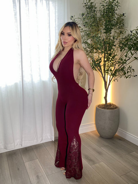 Selena Burgandy Jumpsuit