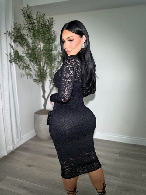 Sultry Black Midi Dress
