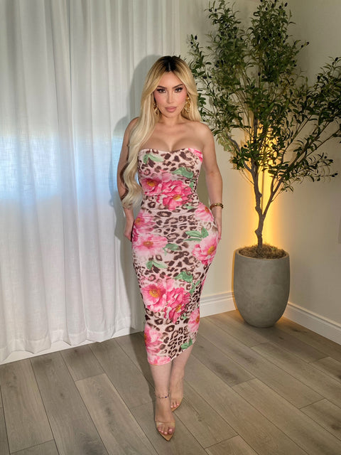 Pinky Leopard Bodycon Maxi