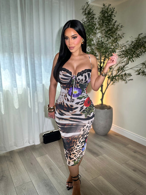 Floral Leopard Dress