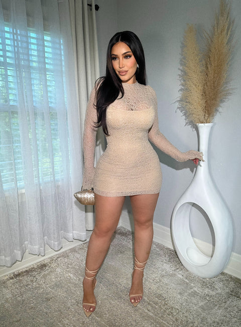 High Standards Taupe Mini Dress