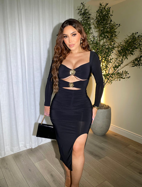 Dahlia Black Midi Dress