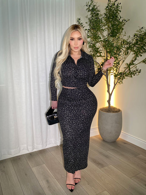 Isabella Leopard Skirt Set
