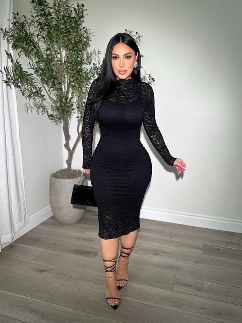 Sultry Black Midi Dress