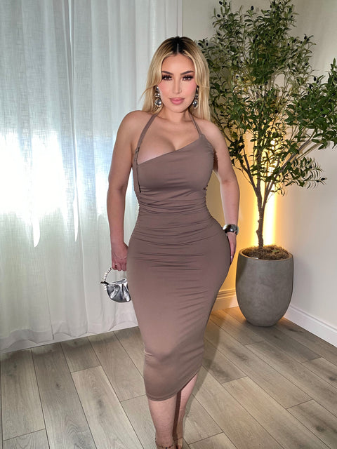Buckle up Taupe Dress