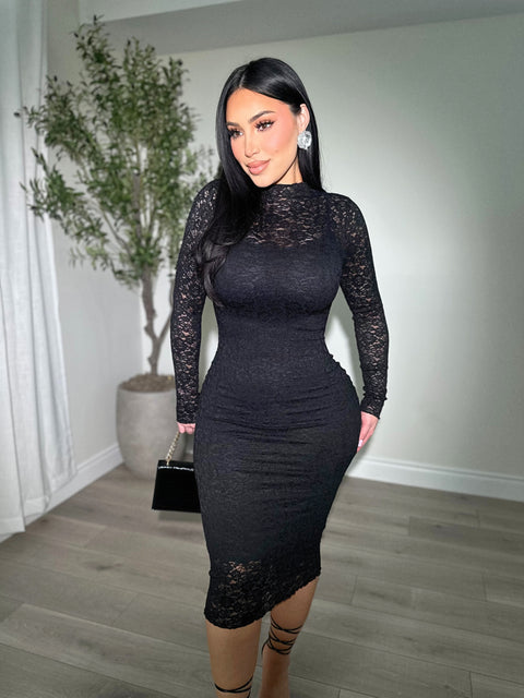 Sultry Black Midi Dress