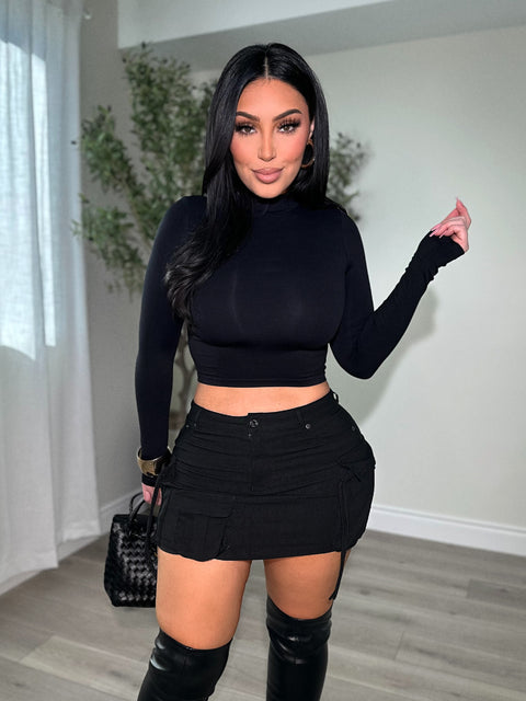 Black Cargo Skirt