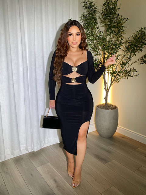 Dahlia Black Midi Dress