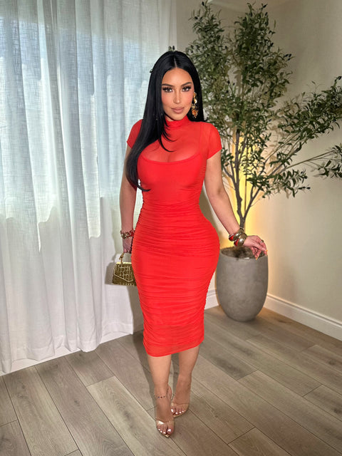 Dashing Red Orange Dress