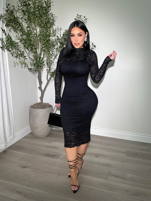 Sultry Black Midi Dress