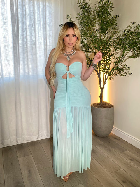 Clara Aqua Maxi Dress